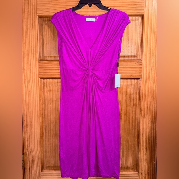 NWT Calvin Klein Women’s Zinnia Twist-Front Sleeveless Knit Sheath Mini Dress-8 - Picture 3 of 13